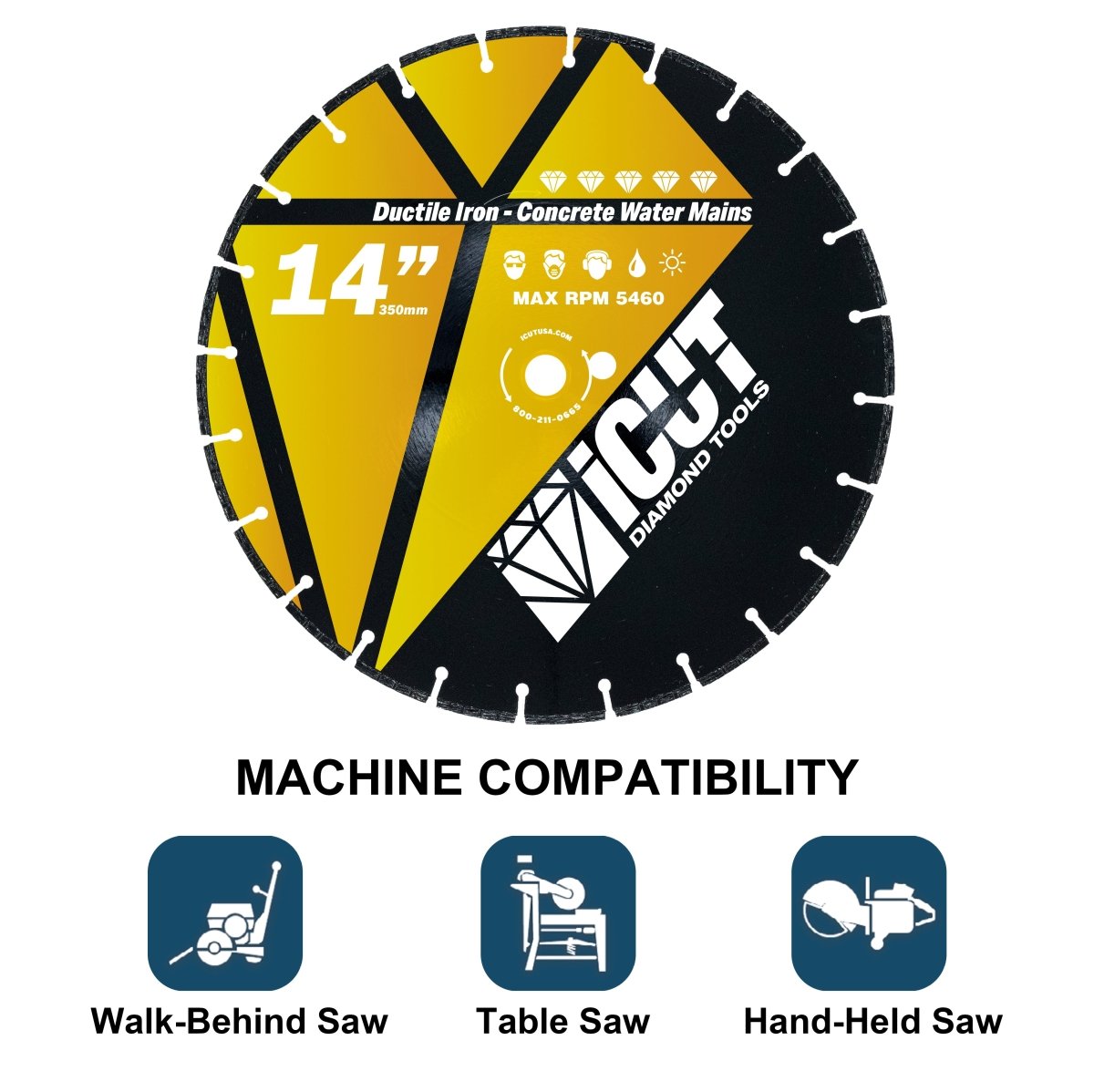 iCut™ 14" Ductile Iron Diamond Blade Machine Compatibility
