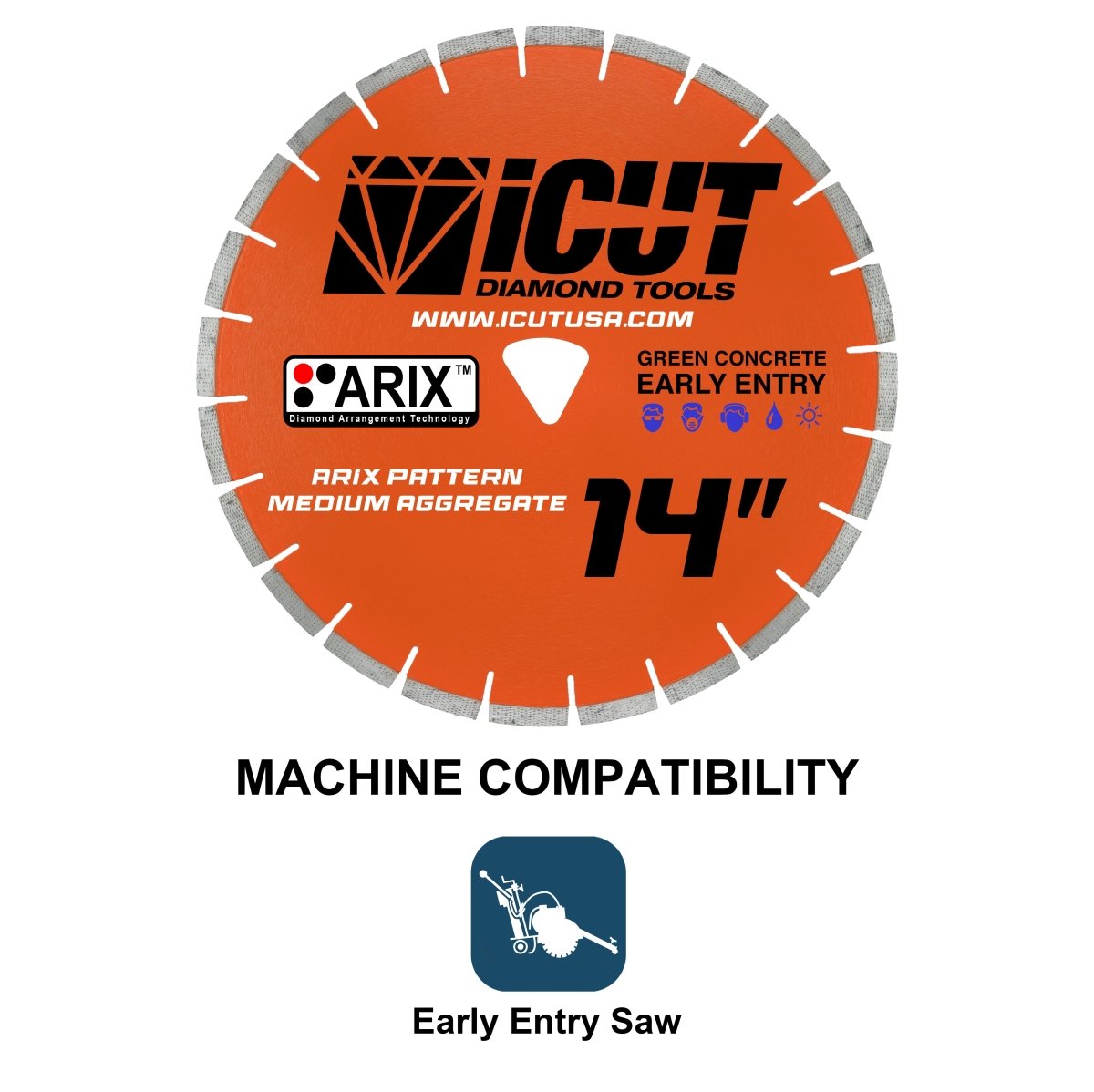 iCut™ Early Entry Soff-Cut ARIX Diamond Blade Machine Compatibility
