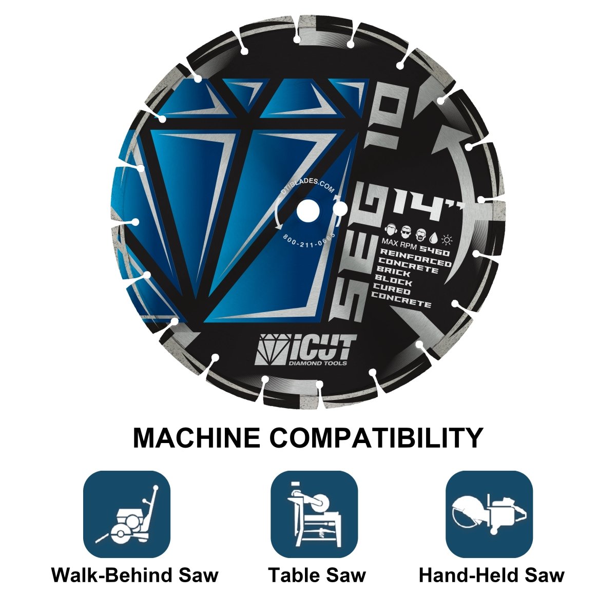 iCut™ General Purpose Segmented Diamond Blade Machine Compatibility