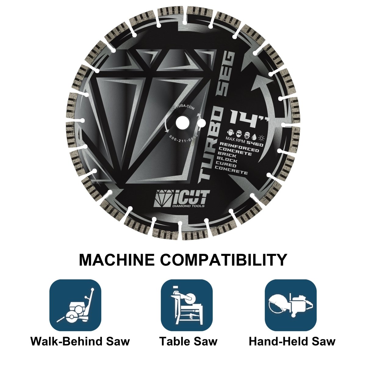 iCut™ General Purpose Turbo Segmented Diamond Blade Machine Compatibility